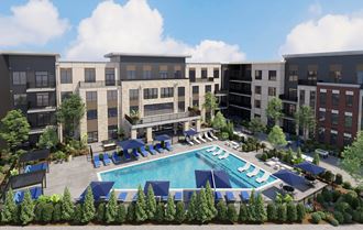 Resort-style Swimming Pool Amenity at Luxe 360 on Centerpointe Apartments in Midlothian, Virginia