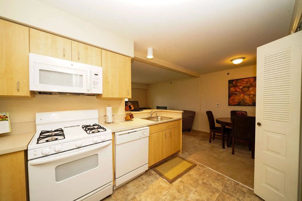 European-Style Kitchen with Breakfast Bar at Hunters Pond Apartment Homes, Champaign, IL, 61820