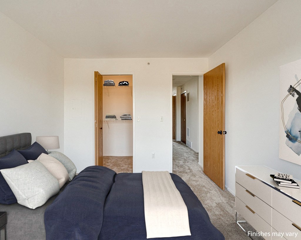 Peony Layout Bedroom at The Harbours Apartments, near Novi, MI