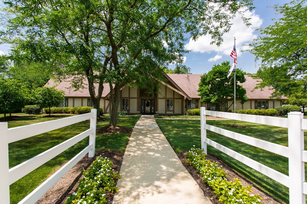 Front view of Clubhouse Entry at Polo Run Apartments, Greenwood, Indiana