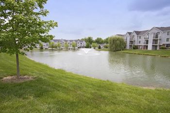 Scenic pond views at L:iberty Mills Apartments in Fort Wayne, IN