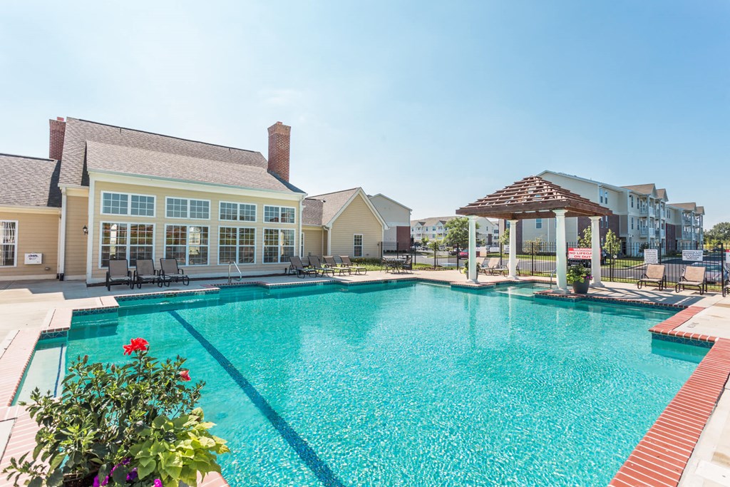 Pool and Community View at Brickshire Apartments, Merrillville, IN, 46410