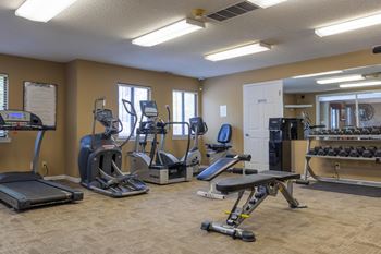 Fitness Center with Weights at Scarborough Lake Apartments, Indiana