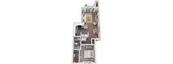 One Bedroom Renovated Floor Plan at Green Ridge Apartments, Grand Rapids, Michigan