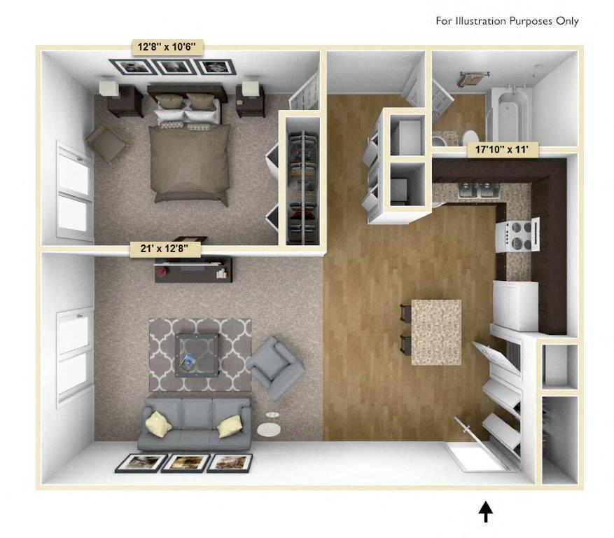 Regal - One Bedroom One Bath Floor Plan at Grand Bend Club, Michigan