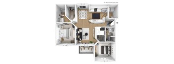 2 bedroom 2 bathroom Floor plan B at Sundance Apartments, Indianapolis