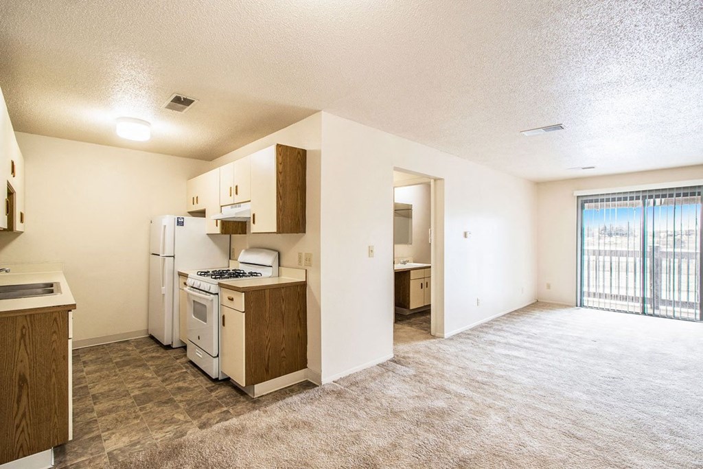 Living And Kitchen areas at Seville Apartments, Kalamazoo, 49009