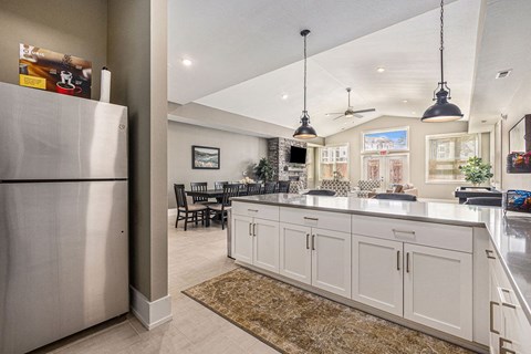 modern community room kitchen  at Signature Pointe Apartment Homes, Athens