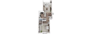 One bedroom floor plan  at Signature Pointe Apartment Homes, Athens, AL, 35611
