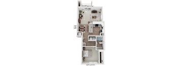 One bedroom end style floor plan  at Signature Pointe Apartment Homes, Athens, AL