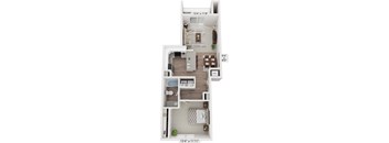 Signature One Bedroom Floor Plan at Stoney Pointe Apartment Homes in Wichita, KS