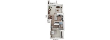 Signature One Bedroom End Floor Plan at Stoney Pointe Apartment Homes in Wichita, KS