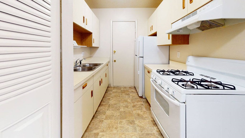 well equipped kitchen with a gas stove at Swiss Valley Apartments, Wyoming, MI