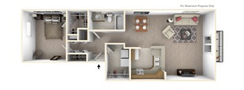 1-Bed/1-Bath, The Sarah Floor Plan at Prairie Lakes Apartments, Peoria
