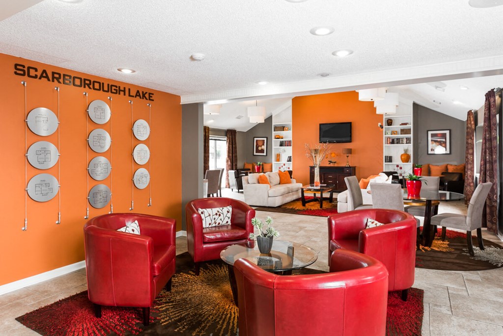 Clubhouse Entrance at Scarborough Lake Apartments, Indianapolis, IN, 46254