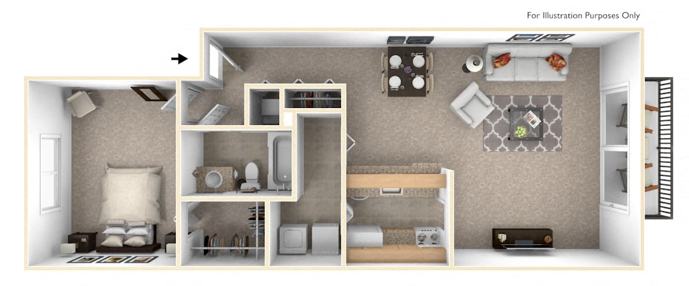 1-Bed/1-Bath, Senna Floor Plan at Westlake Apartments, Michigan