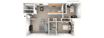 Seville Two Bedroom Floor Plan at West Wind Apartments, Fort Wayne
