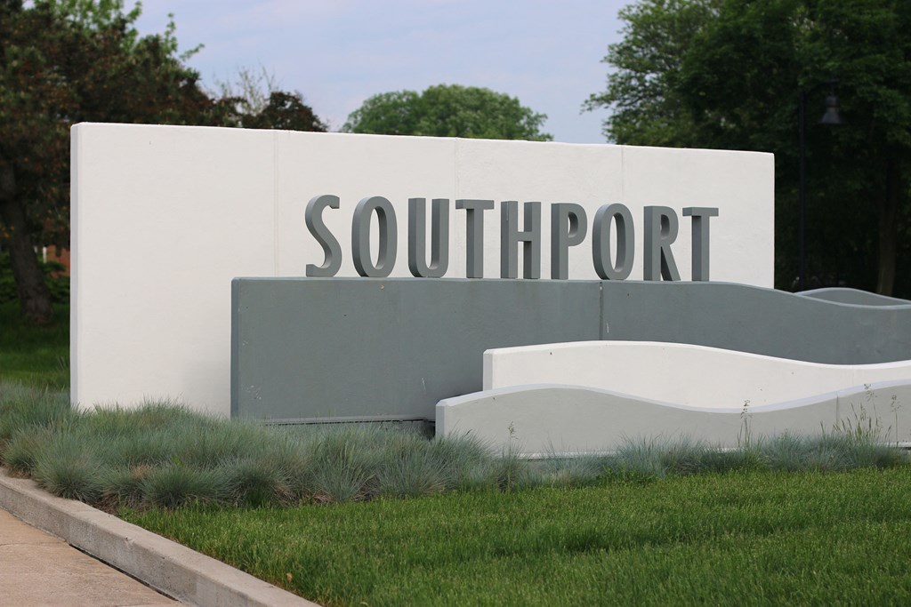 Entrance sign at Southport Apartments in Belleville, MI 48111