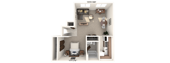 Studio Floor Plan at Bavarian Village Apartments, Indianapolis, IN, 46235