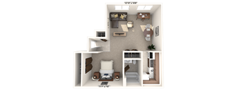 The Shetland Studio Floor Plan at Polo Run Apartments, Greenwood, IN