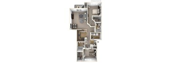 2 Bedroom 2 Bathroom Floor Plan at River Hills Apartments, Wisconsin