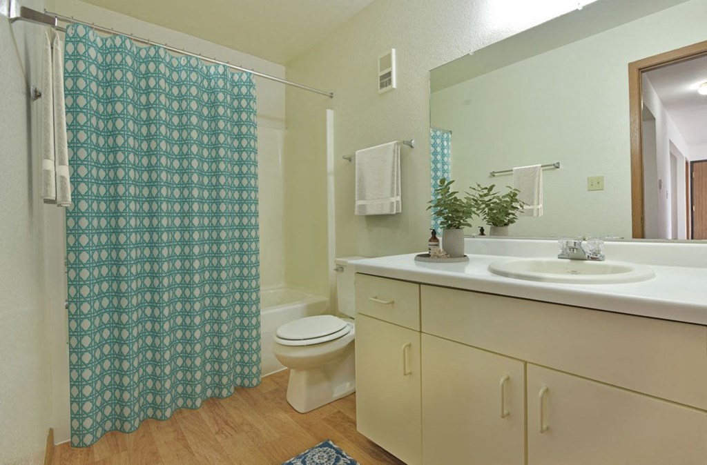 Model Bathroom of One Bedroom Mulberry Apartment at Tanglewood Apartments, Wisconsin