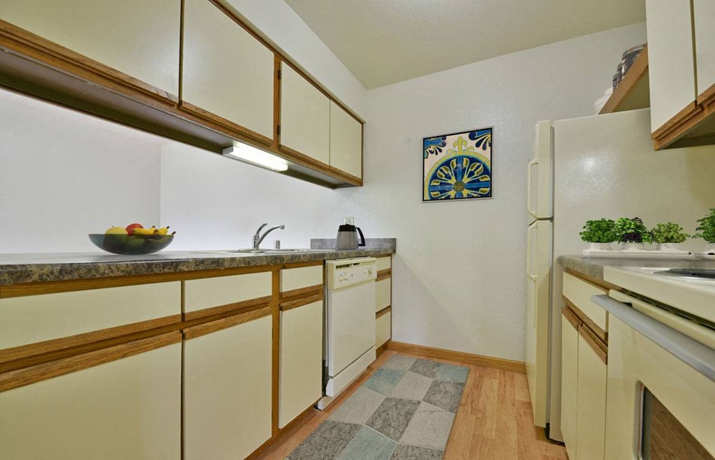 Model Kitchen of One Bedroom Mulberry Apartment at Tanglewood Apartments, Wisconsin