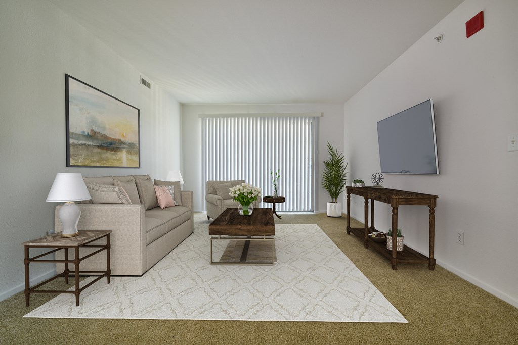 Spruce Living Room Model at Thornridge Apartments, Grand Blanc 48439