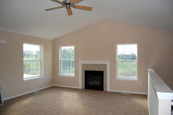 Fireplace and Vaulted Ceiling at Lynbrook Apartments and Townhomes in Elkhorn, Nebraska