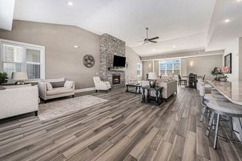 Clubhouse with Fireplace at Trade Winds Apartment Homes in Elkhorn, NE