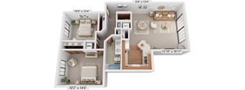 Two Bedroom Birchwood Deluxe Floor Plan at Tanglewood Apartments, Oak Creek, Wisconsin