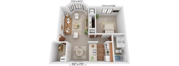 One Bedroom Mulberry Floor Plan at Tanglewood Apartments, Oak Creek, WI