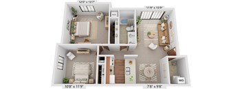 Two Bedroom Mulberry Floor Plan at Tanglewood Apartments, Oak Creek, 53154