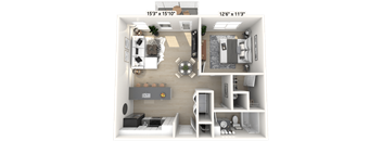 The Allegiance - 1 BR 1 BA Floor Plan at Alexandria of Carmel Apartments, Carmel, Indiana
