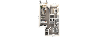 The Arbor - 2 BR 1 BA Floor Plan at The Vinings Apartments, Richmond