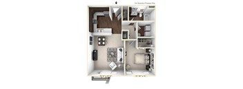 The Beckmen - 1 BR 1 BA Floor Plan at Bella Vista Apartments, Indiana, 46038