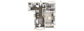 The Caymus - 1 BR 1 BA Floor Plan at Bella Vista Apartments, Indiana