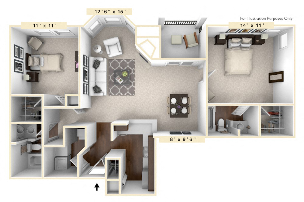 The Champion - 2 BR 2 BA Floor Plan at Trophy Club at Bellgrade, Midlothian, Virginia