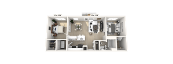 The Congressional - 2 BR 1 BA Floor Plan at Alexandria of Carmel Apartments, Indiana, 46032
