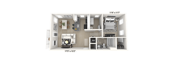 The Diplomat - 1 BR 1 BA Floor Plan at Alexandria of Carmel Apartments, Carmel, Indiana