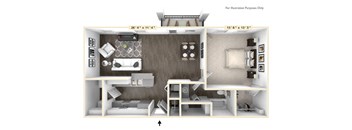The Domaine - 1 BR 1 BA Floor Plan at Bella Vista Apartments, Fishers, IN