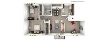 The Evergreen - 2 BR 1 BA with Den Floor Plan at Autumn Woods Apartments, Ohio, 45342