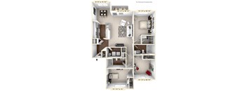 The Gamble - 3 BR 2 BA Floor Plan at Avellan Springs Apartments, Morrisville, NC