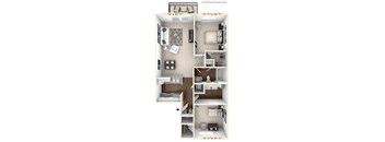 The Green - 2 BR 1 BA Floor Plan at Avellan Springs Apartments, North Carolina