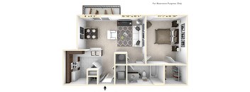 The Harrison - 1 BR 1 BA Floor Plan at Enclave Apartments, Midlothian, VA