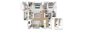 2 bedroom 2 bathroom Floor plan C at Latitudes Apartments, Indianapolis, 46237
