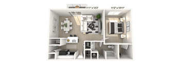 The Independence - 1 BR 1 BA Floor Plan at Alexandria of Carmel Apartments, Carmel, IN