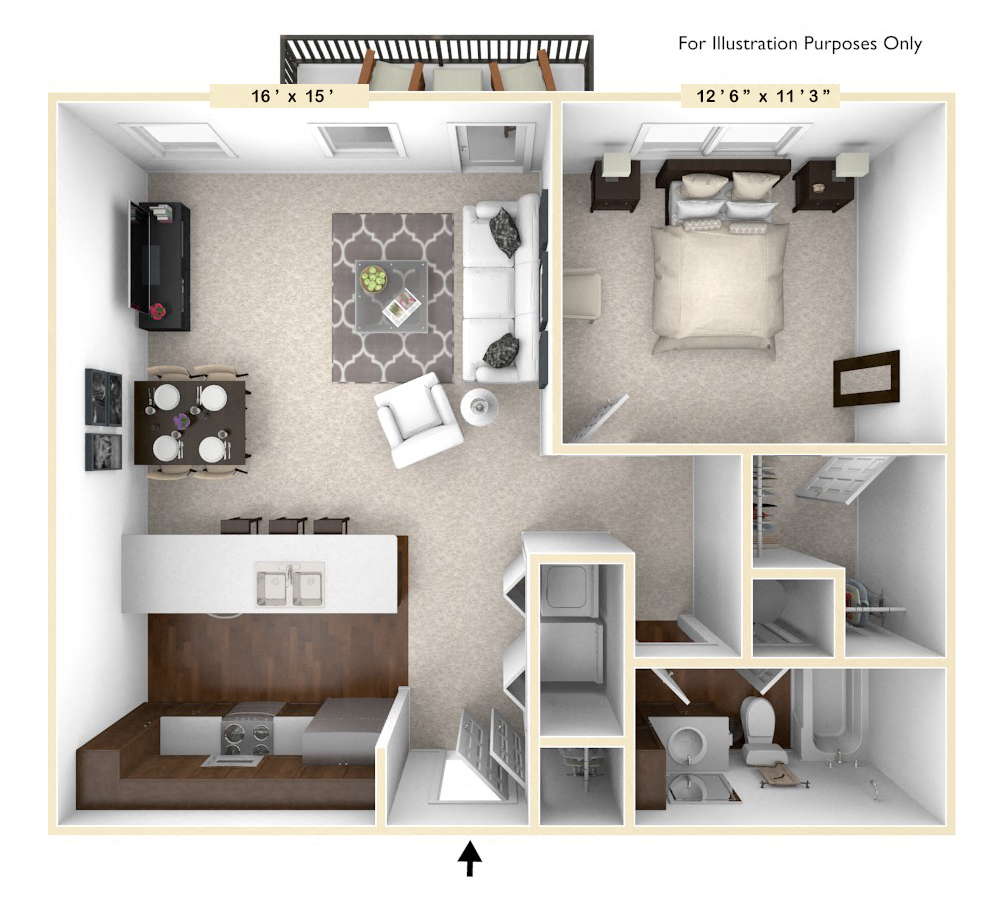 The Lexington - 1 BR 1 BA Floor Plan at The Avenue at Polaris Apartments, Columbus