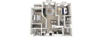 The Liberty - 2 BR 2 BA Floor Plan at Alexandria of Carmel Apartments, Carmel, IN