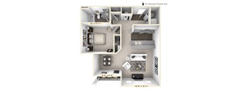 The Linden - 1 BR 1 BA Floor Plan at Bella Vista Apartments, Fishers